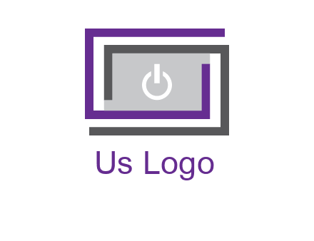 power button inside abstract monitor logo
