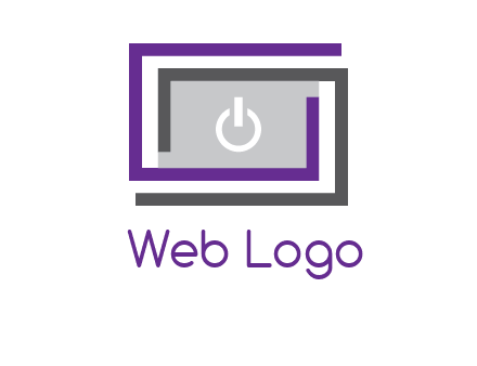 power button inside abstract monitor logo