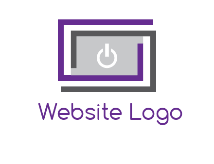 power button inside abstract monitor logo
