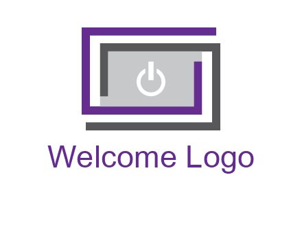 power button inside abstract monitor logo