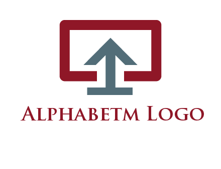 arrow merged with monitor screen symbol