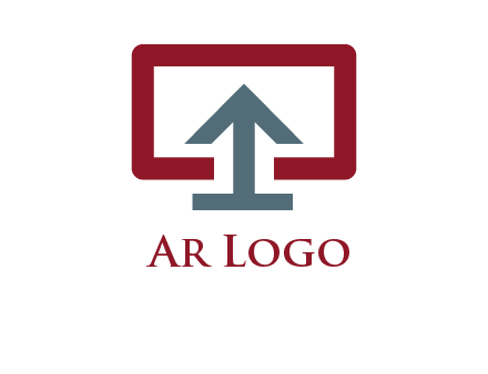 arrow merged with monitor screen symbol