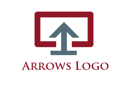 arrow merged with monitor screen symbol
