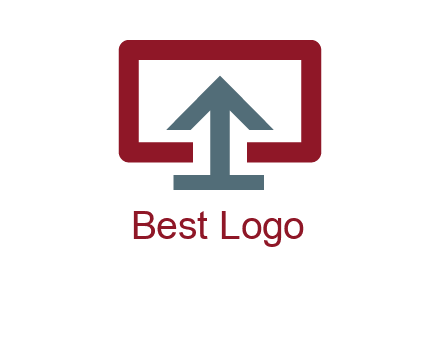 arrow merged with monitor screen symbol