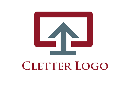 arrow merged with monitor screen symbol