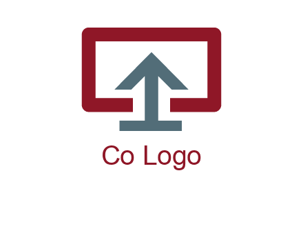 arrow merged with monitor screen symbol