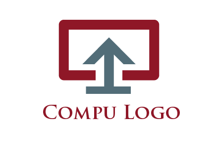 arrow merged with monitor screen symbol