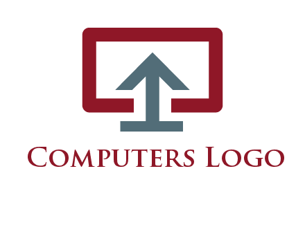 arrow merged with monitor screen symbol