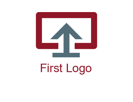arrow merged with monitor screen symbol