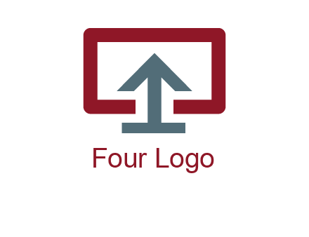 arrow merged with monitor screen symbol