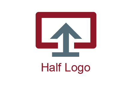 arrow merged with monitor screen symbol