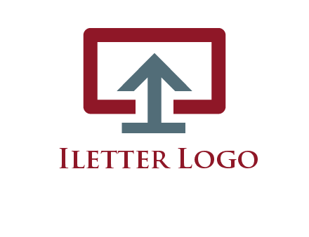 arrow merged with monitor screen symbol