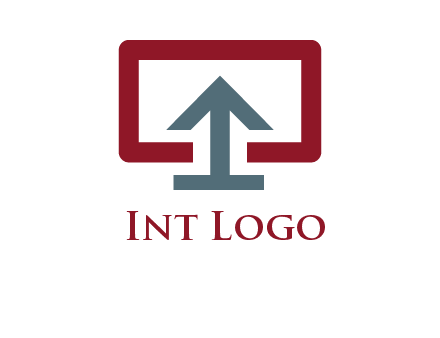 arrow merged with monitor screen symbol