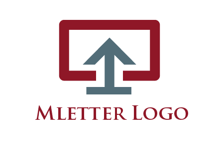 arrow merged with monitor screen symbol