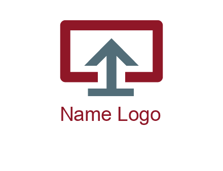 arrow merged with monitor screen symbol
