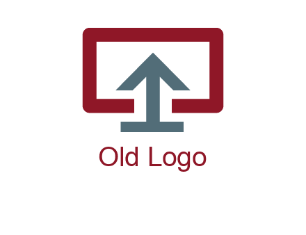 arrow merged with monitor screen symbol