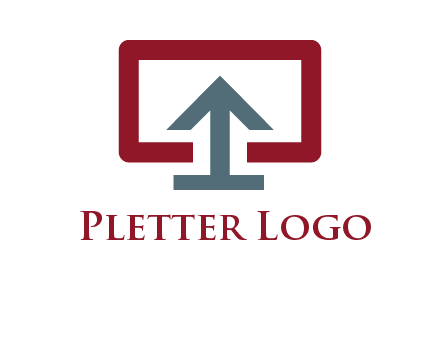 arrow merged with monitor screen symbol