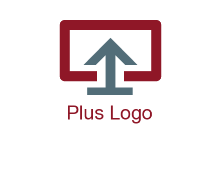 arrow merged with monitor screen symbol