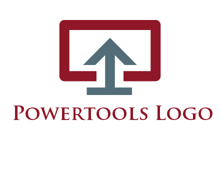 arrow merged with monitor screen symbol