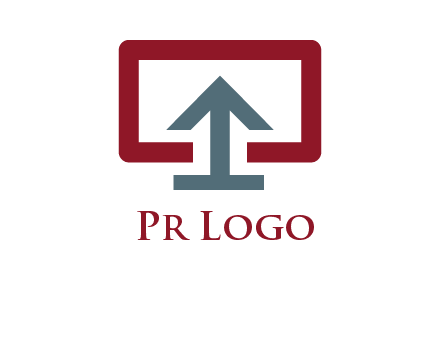 arrow merged with monitor screen symbol