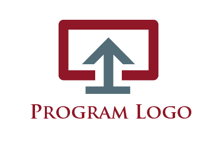 arrow merged with monitor screen symbol