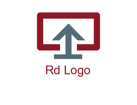 arrow merged with monitor screen symbol