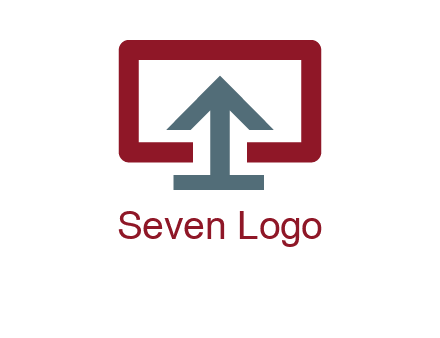 arrow merged with monitor screen symbol