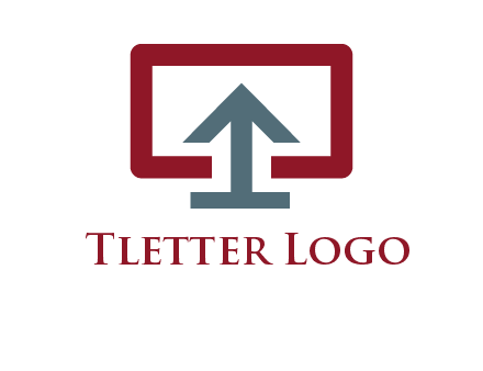 arrow merged with monitor screen symbol