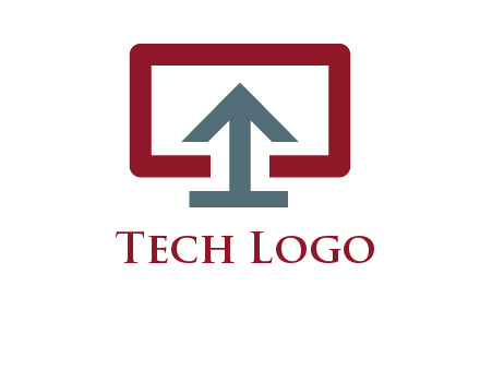 arrow merged with monitor screen symbol