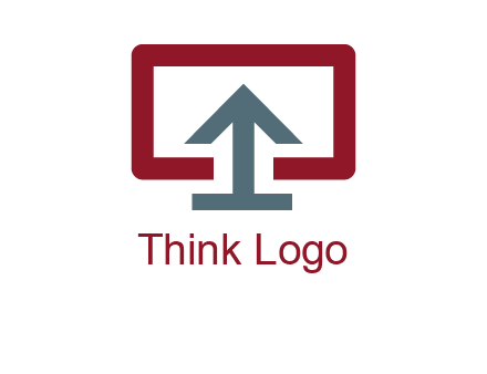 arrow merged with monitor screen symbol