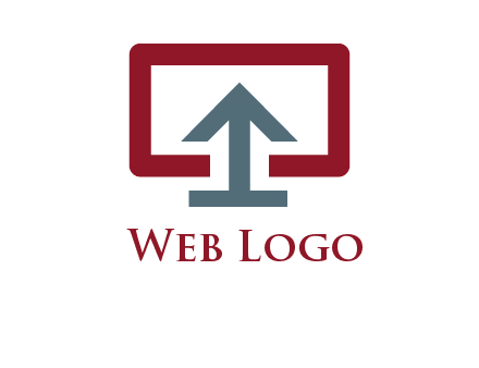 arrow merged with monitor screen symbol