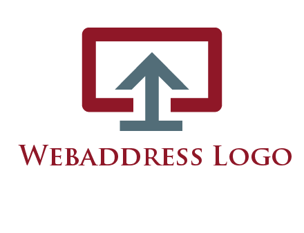 arrow merged with monitor screen symbol
