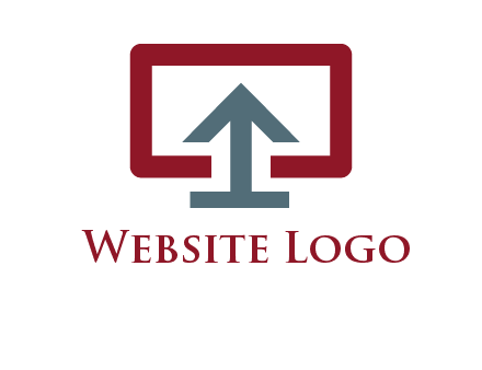 arrow merged with monitor screen symbol