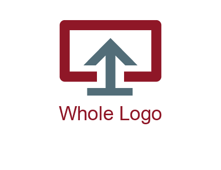 arrow merged with monitor screen symbol