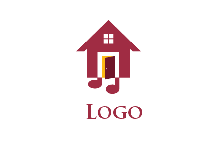 music note inside house logo