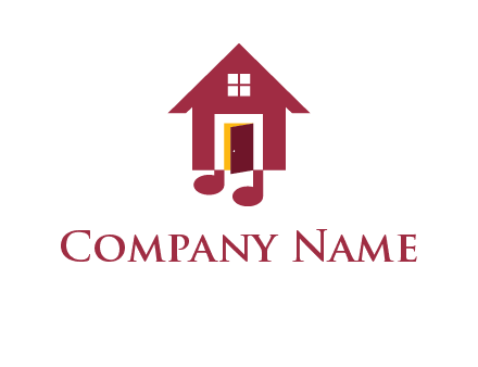 music note inside house logo