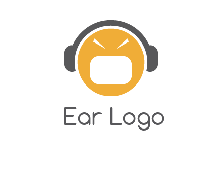 abstract face wearing headphone symbol