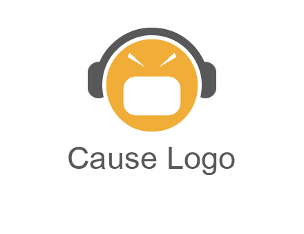 abstract face wearing headphone symbol