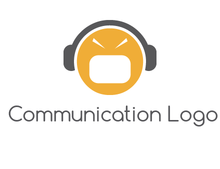 abstract face wearing headphone symbol