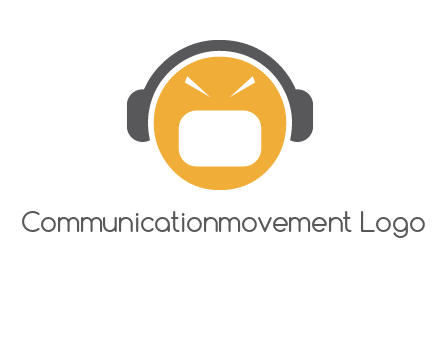 abstract face wearing headphone symbol