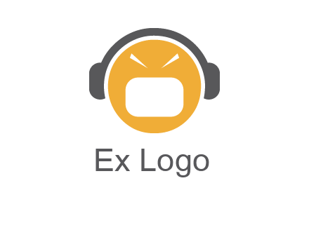 abstract face wearing headphone symbol
