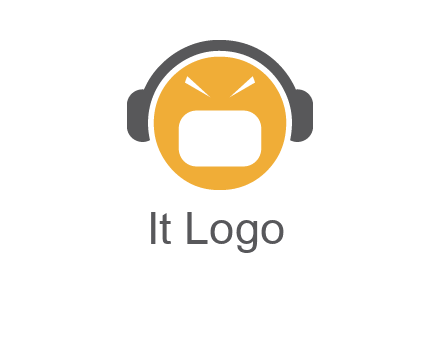 abstract face wearing headphone symbol