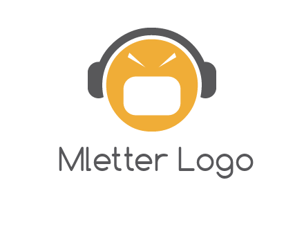 abstract face wearing headphone symbol