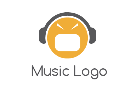 abstract face wearing headphone symbol