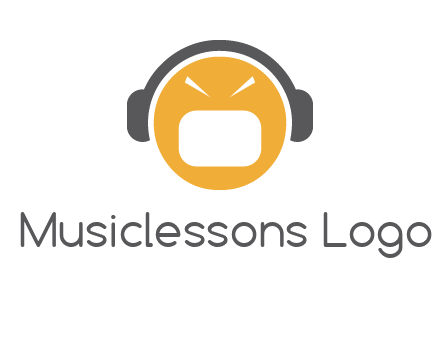 abstract face wearing headphone symbol