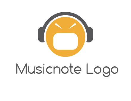 abstract face wearing headphone symbol