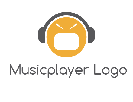 abstract face wearing headphone symbol