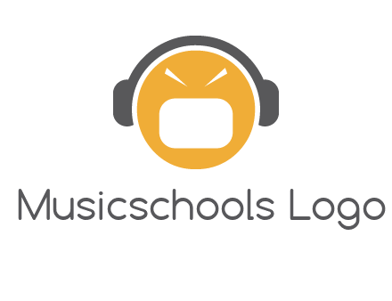 abstract face wearing headphone symbol