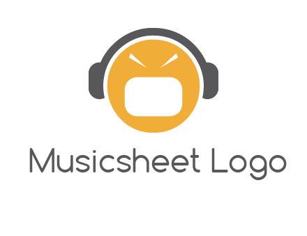 abstract face wearing headphone symbol