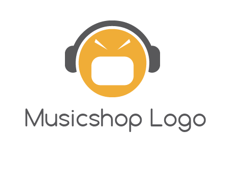 abstract face wearing headphone symbol